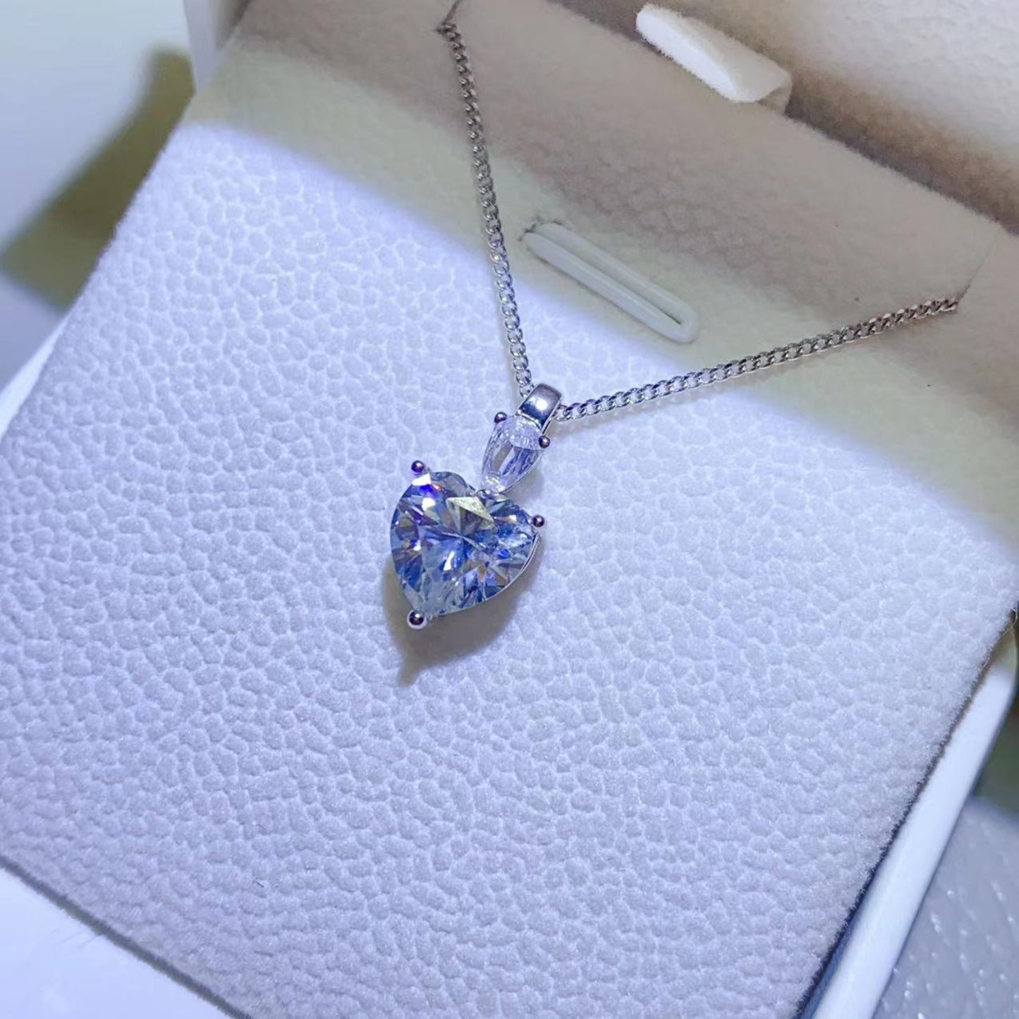 2 Carat Moissanite Heart Pendant Necklace