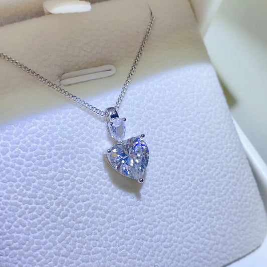 2 Carat Moissanite Heart Pendant Necklace