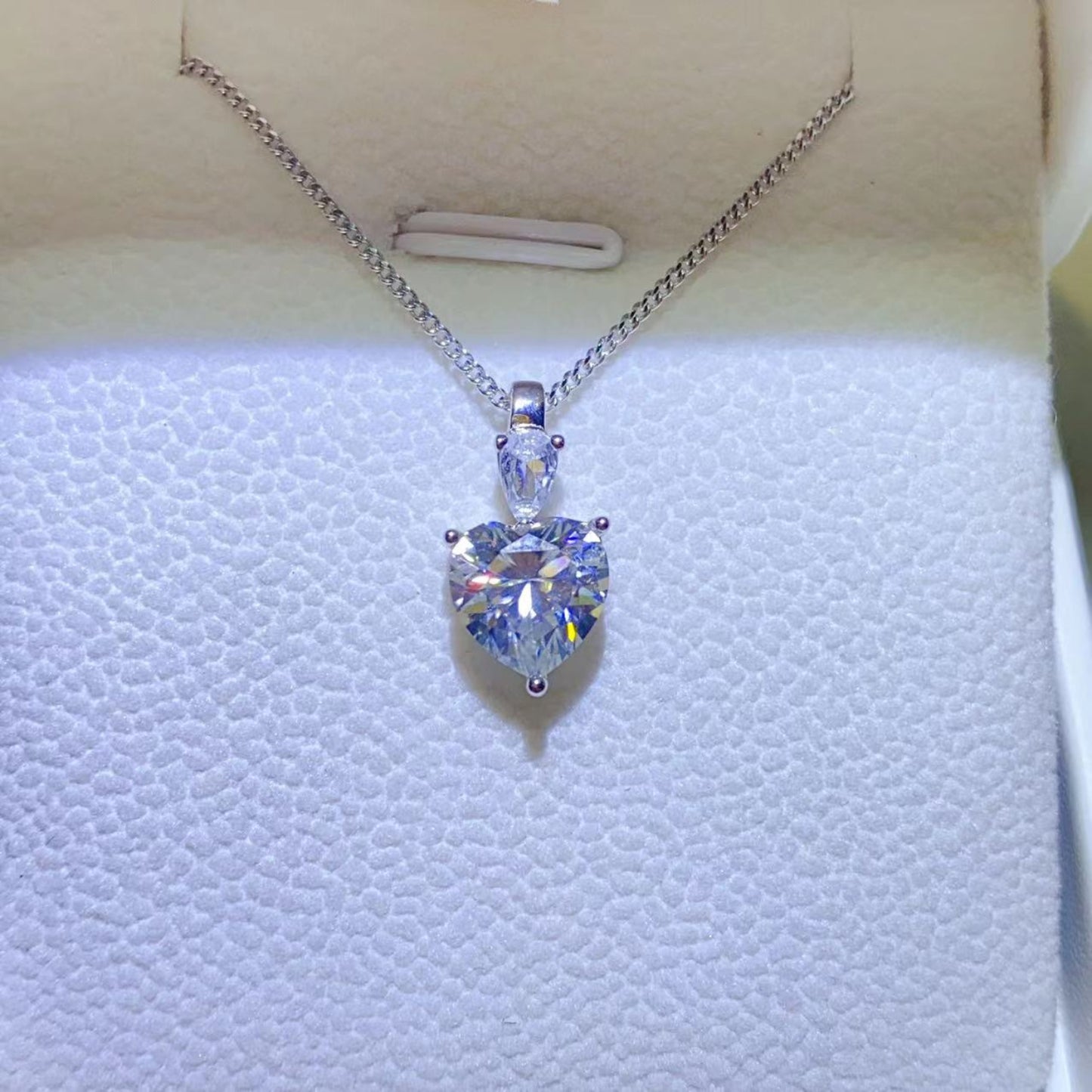 2 Carat Moissanite Heart Pendant Necklace