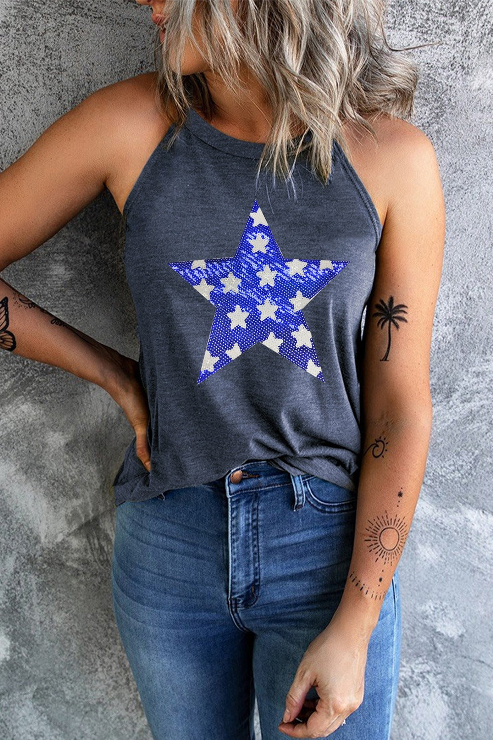 Sequin Star Tank Tops