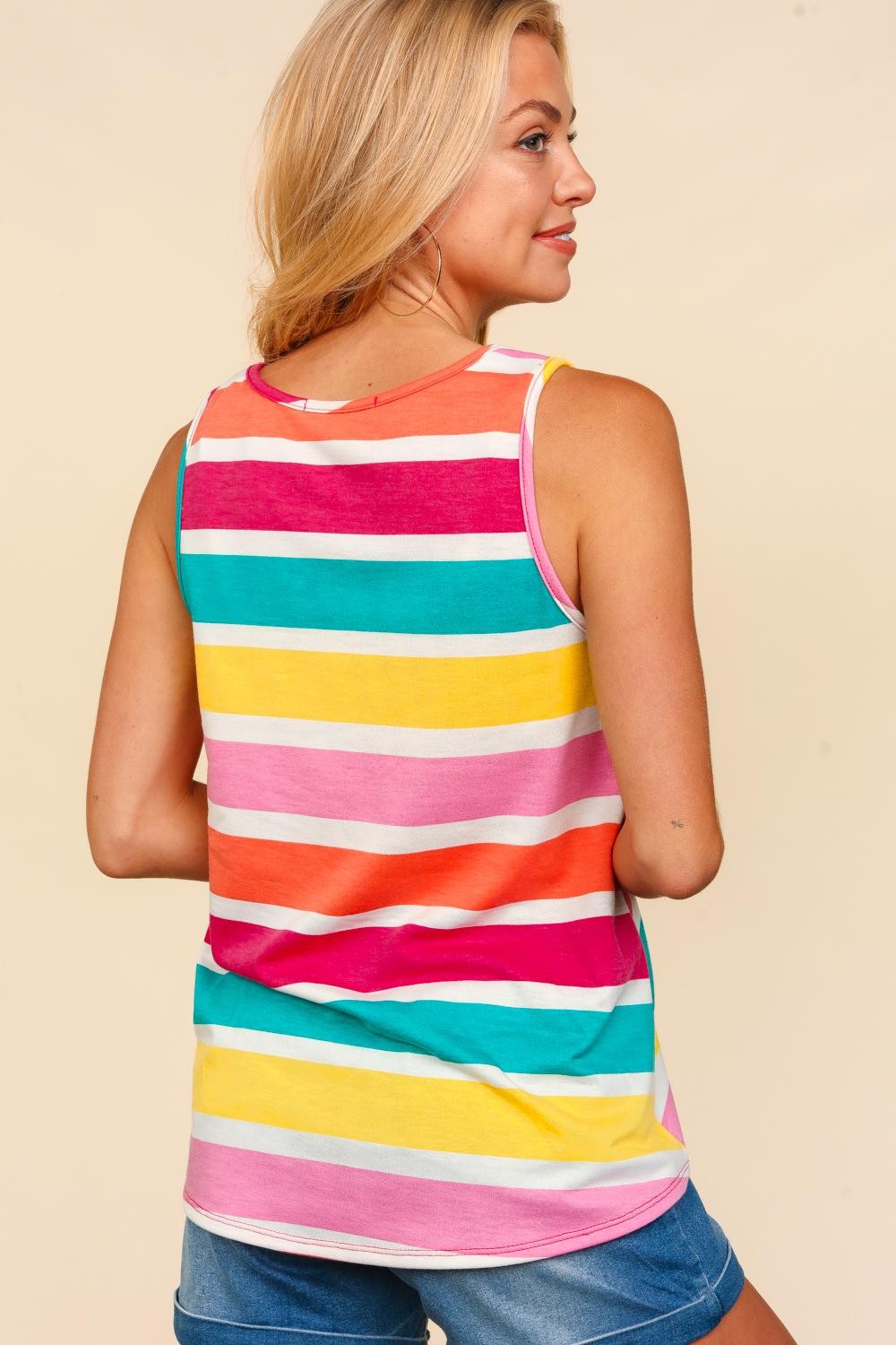 Round Neck Striped Knit Tank