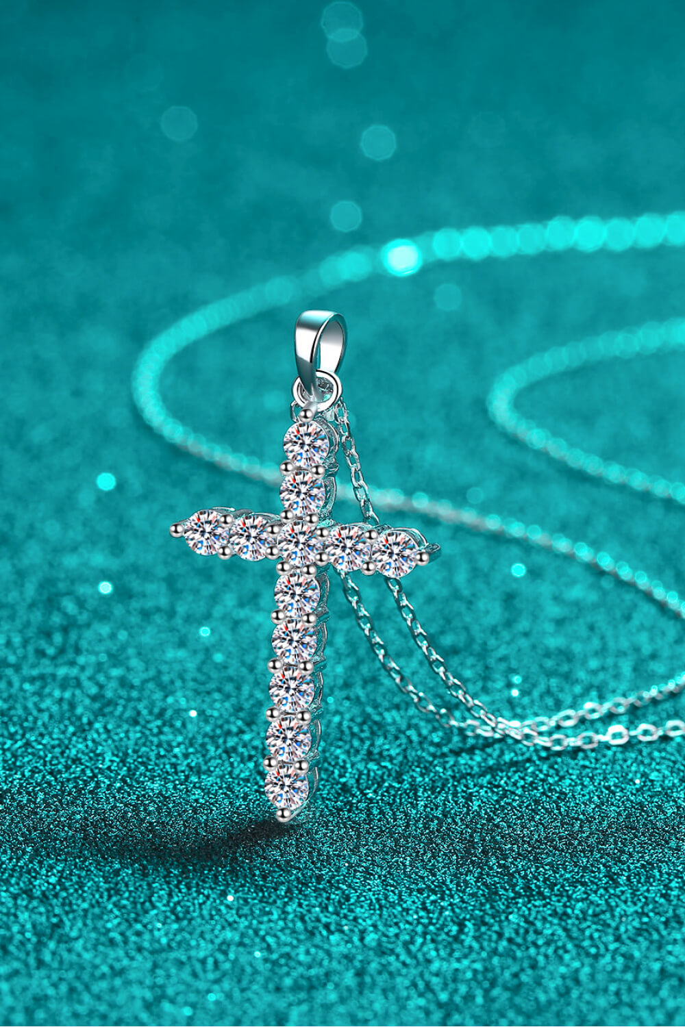 Silver Cross Moissanite Necklace