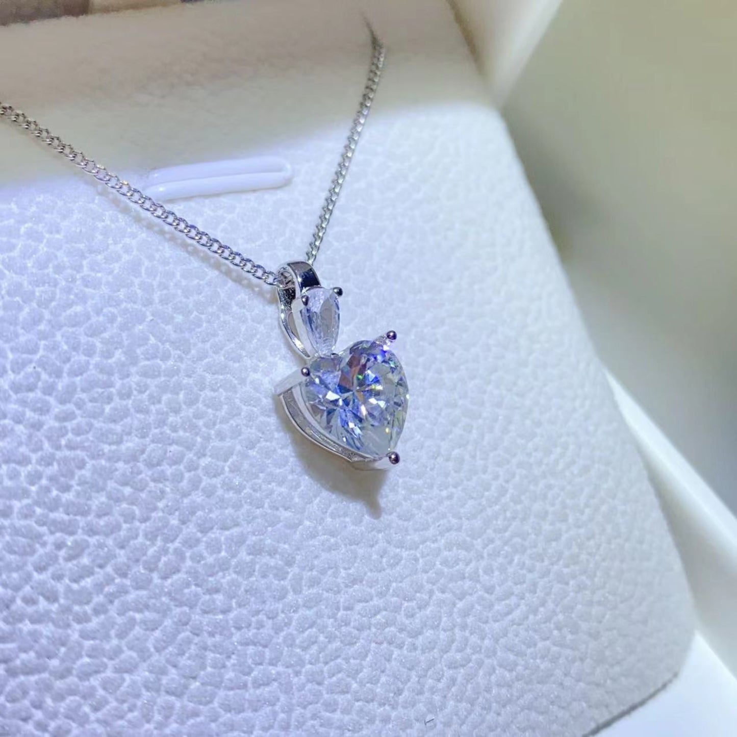 2 Carat Moissanite Heart Pendant Necklace