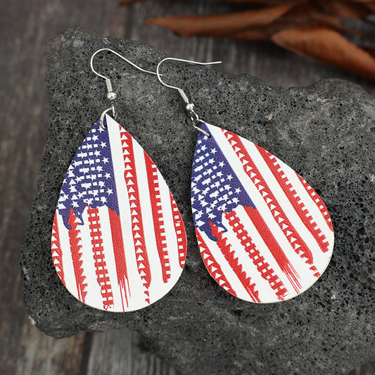 US Flag Teardrop Shape Earrings