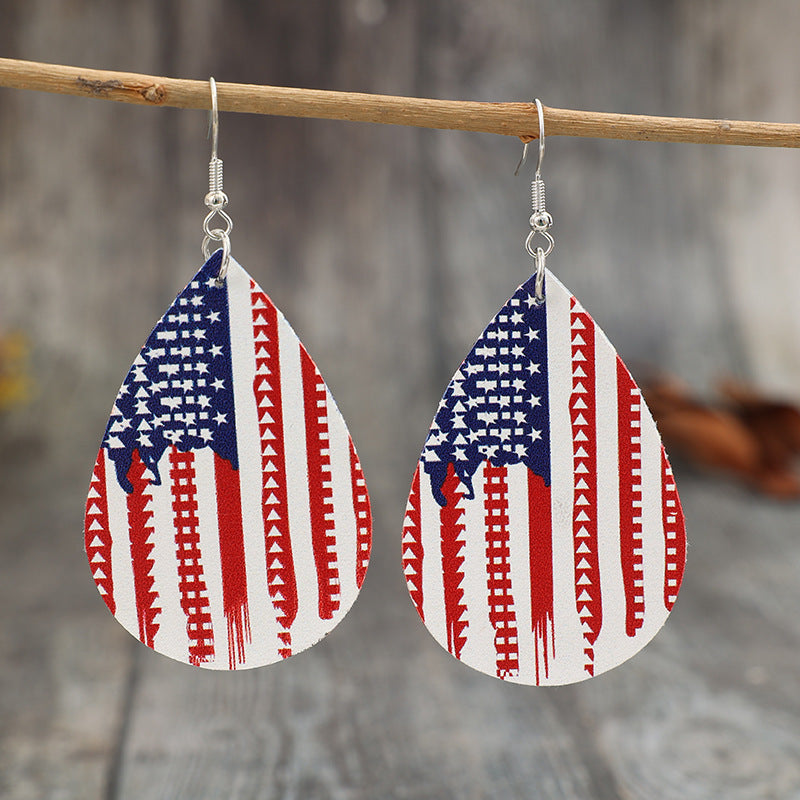 US Flag Teardrop Shape Earrings