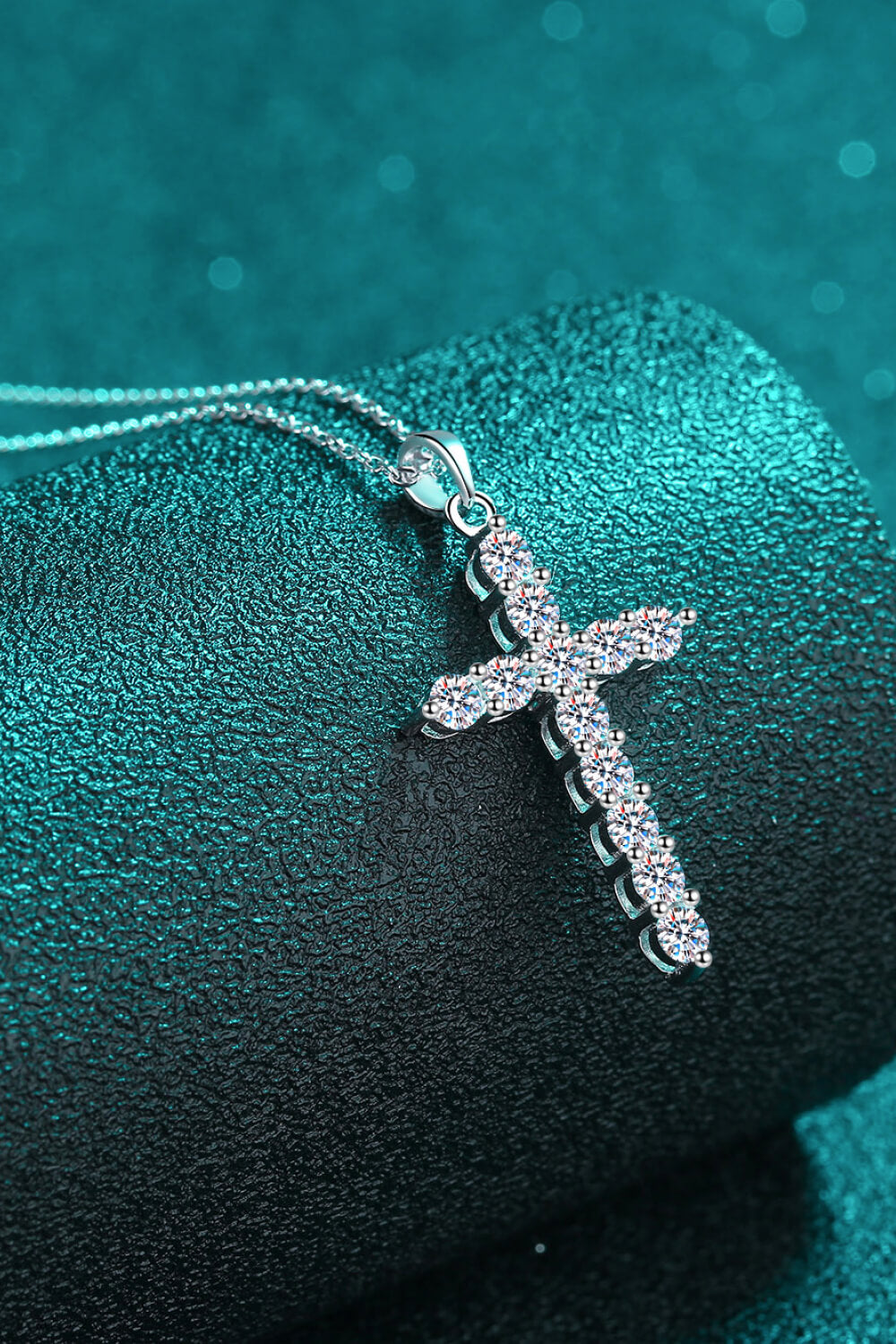 Silver Cross Moissanite Necklace