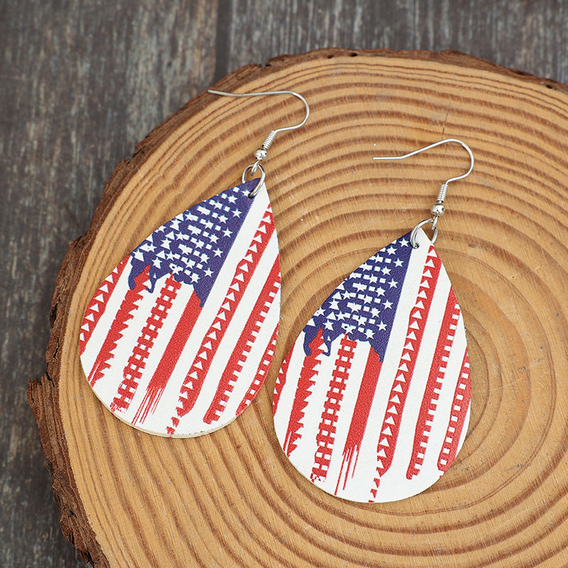 US Flag Teardrop Shape Earrings