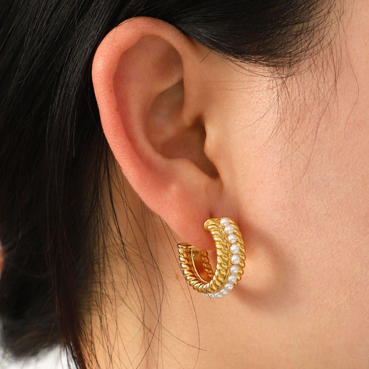 Pearl C-Hoop Earrings