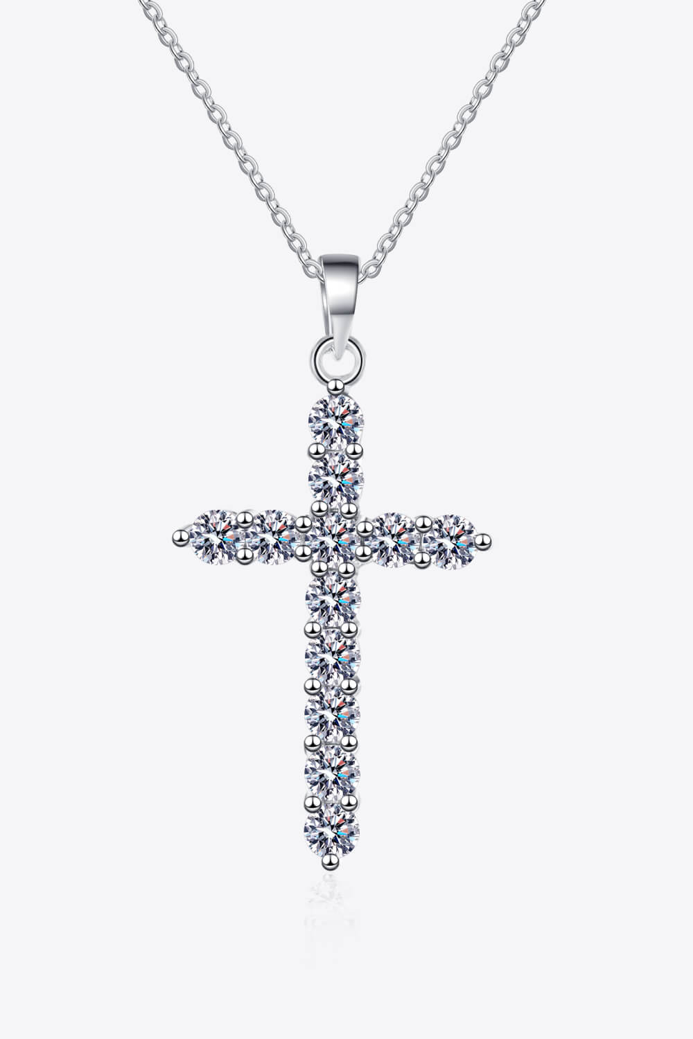 Silver Cross Moissanite Necklace